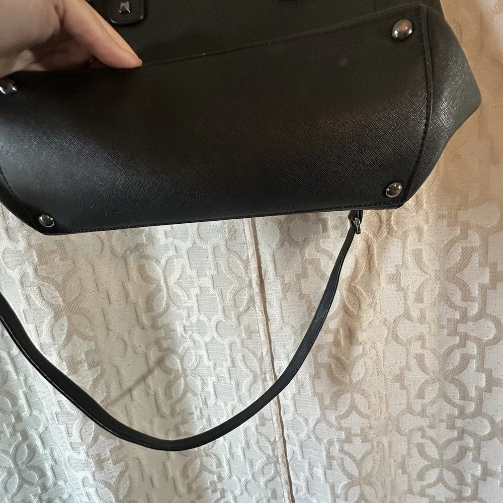 Michael Kors Black Saffiano Leather Studded Satchel Bag Handbag Purse